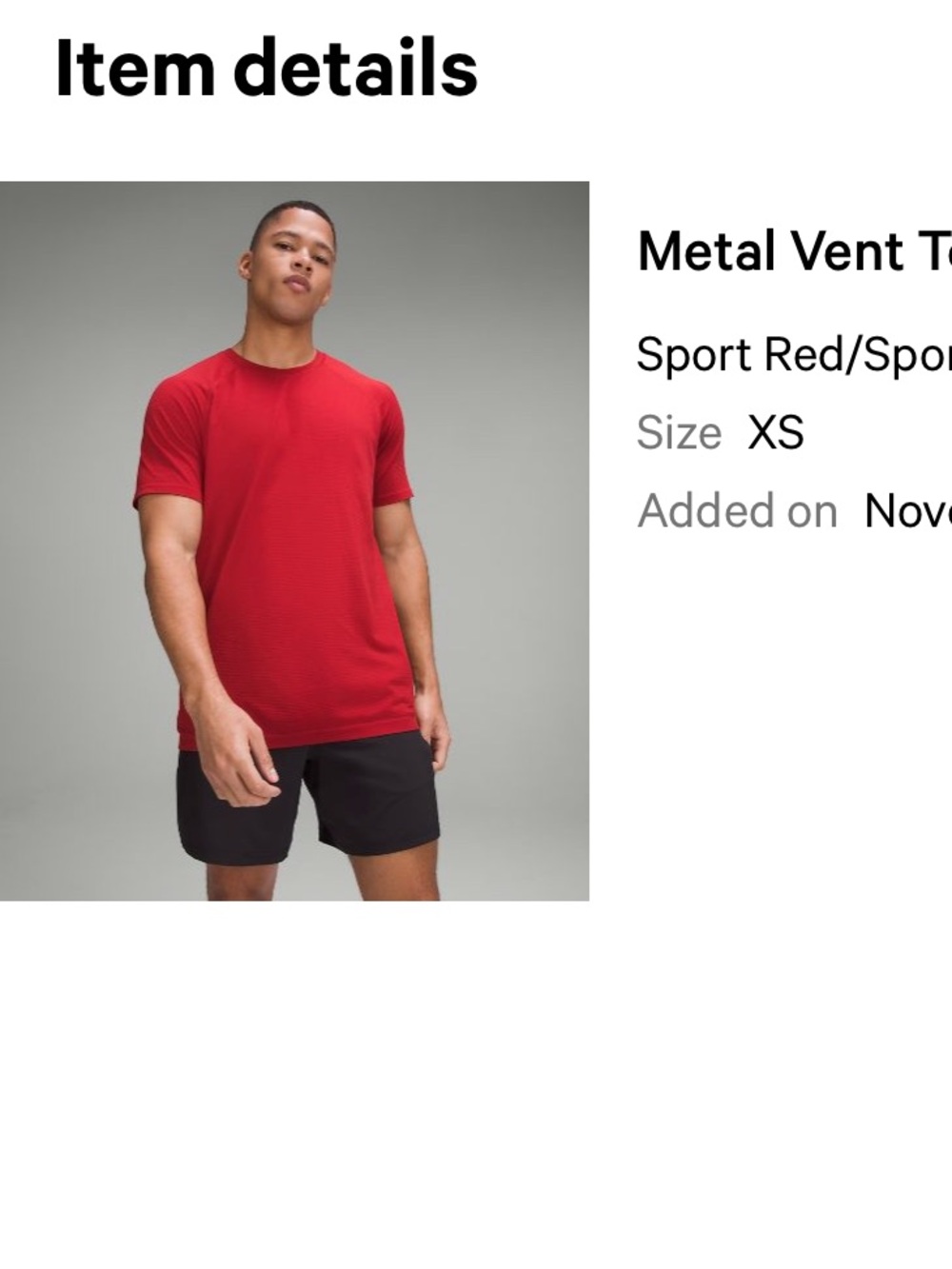lululemon athletica Sport Red Short Sleeve Tech Tee